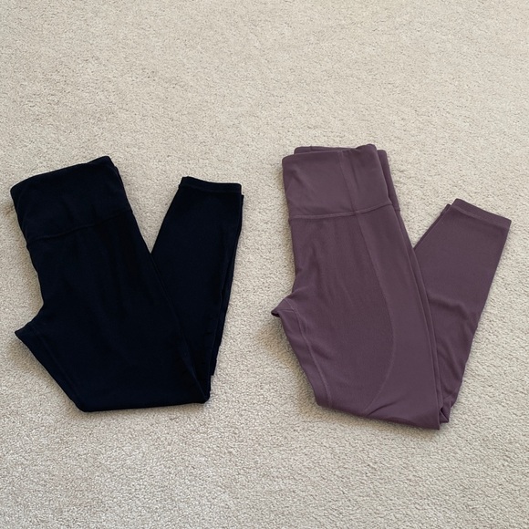 Athleta Pants - Athleta Black and Mauve Leggings 7/8 length